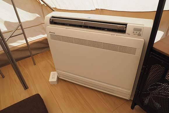 テント内で使用する冷暖房機