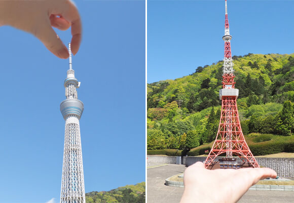 ツリーと東京タワーの面白写真
