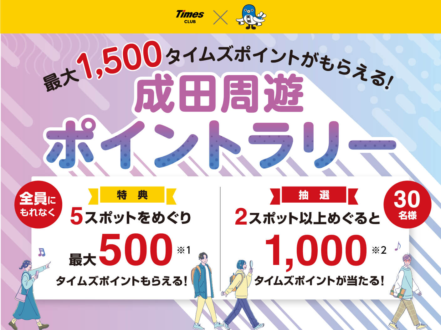 ＼最大1,500タイムズポイントもらえる！／成田周遊ポイントラリー