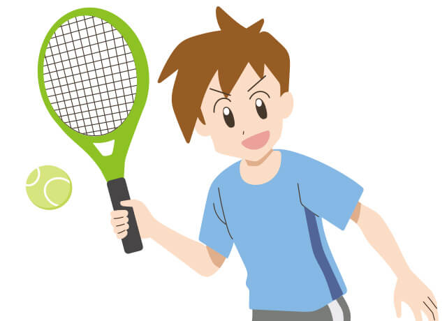 テニスをする少年のイラスト
