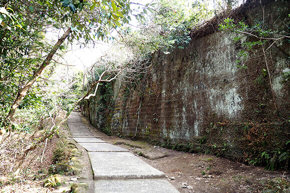 切り立った岩壁がある山道