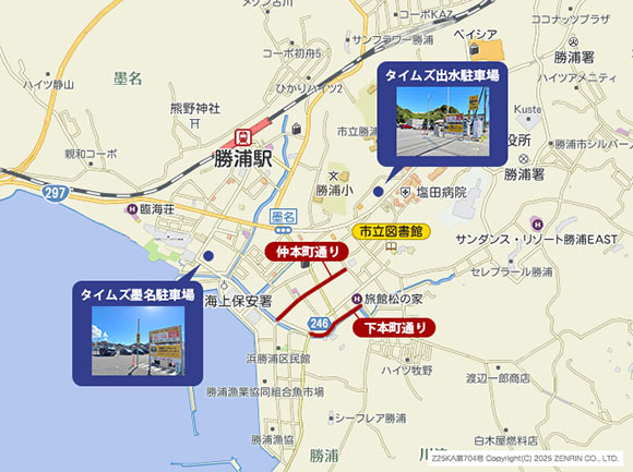 勝浦朝市周辺の地図