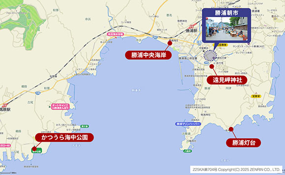 勝浦市の地図