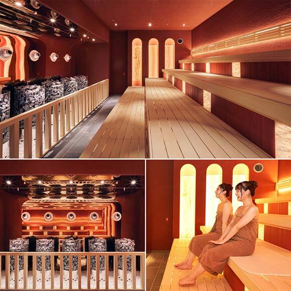 5台のストーブが並ぶサウナ