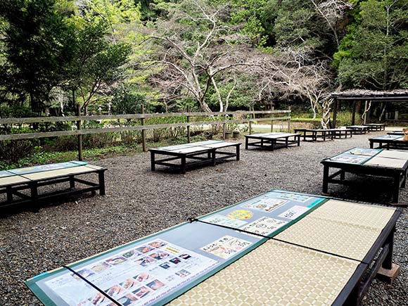 畳の椅子がある屋外