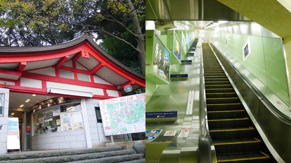 屋根があるエスカレーター