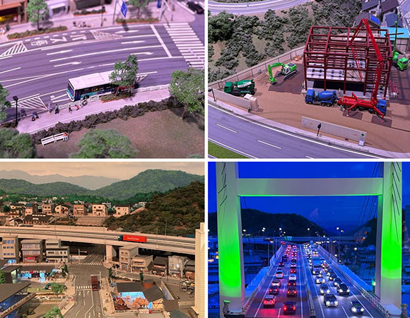 夕方や夜などのジオラマの様子