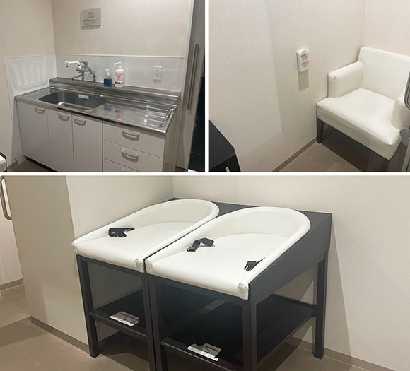 白いおむつ替えシートやソファなど