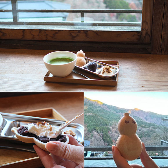 ひょうたん型の最中を仕上げる様子