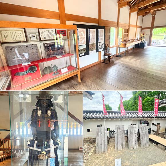 屋内外に展示された歴史的資料