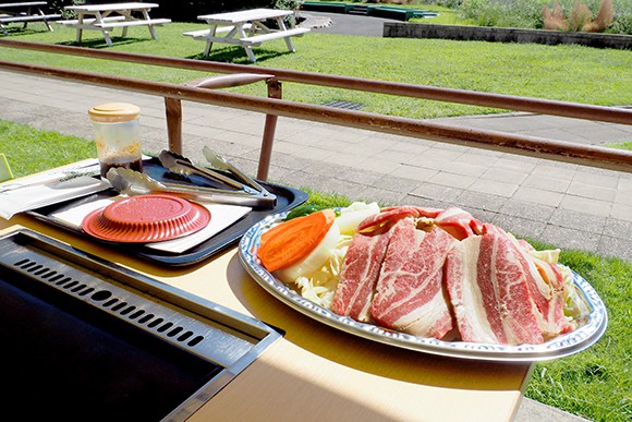 テーブルに置かれたお肉と野菜