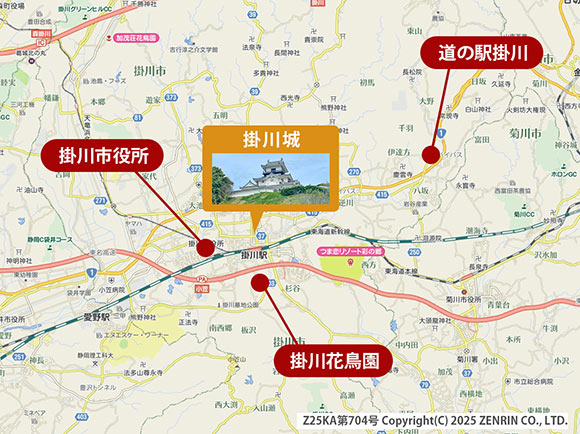 掛川城周辺の地図