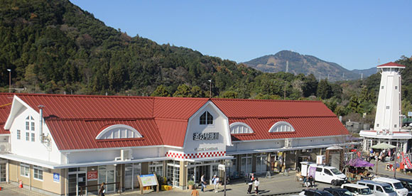 煉瓦色の屋根が印象的な建物