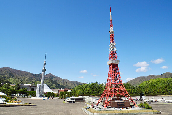 奥にツリー手前に東京タワー