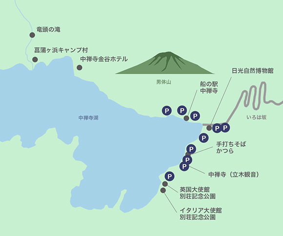中禅寺湖のマップ