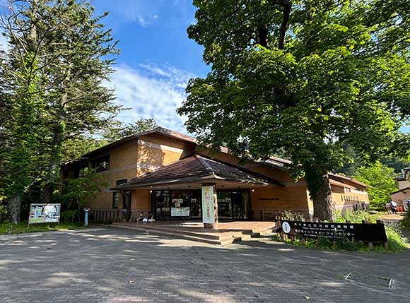 緑に囲まれたオレンジの建物