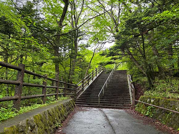 舗装された道と階段