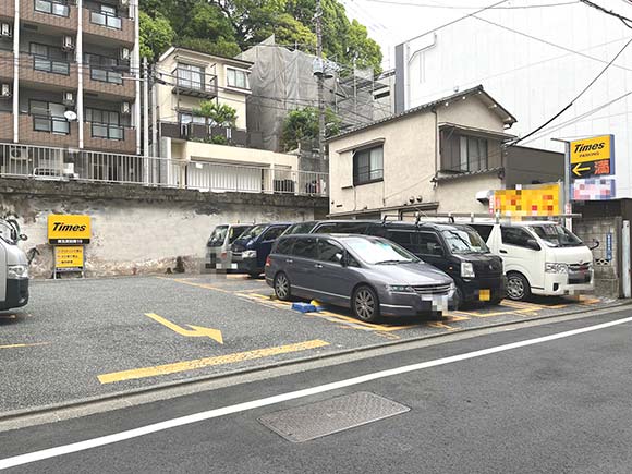 島津山付近の大きな駐車場