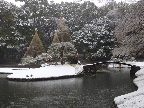 後楽園の雪景色