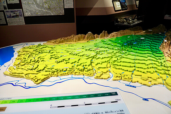 段々になっている大地の模型