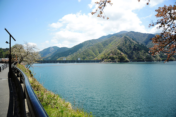 山々と奥多摩湖の絶景