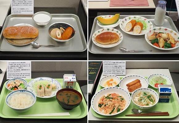 各年代の給食の展示