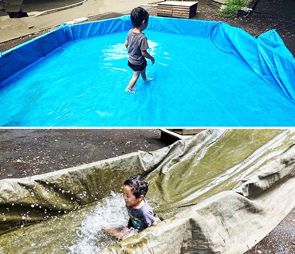 水遊びする子ども