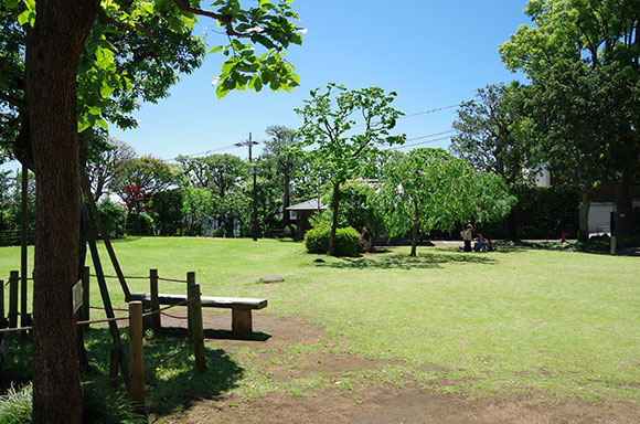 青空と芝生広場