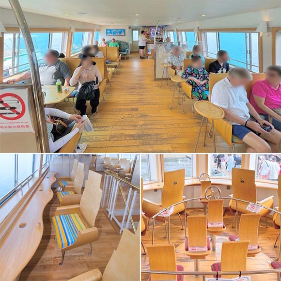 木目を基調とした船の中