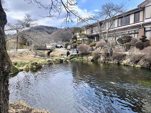 建物のほとりにある池