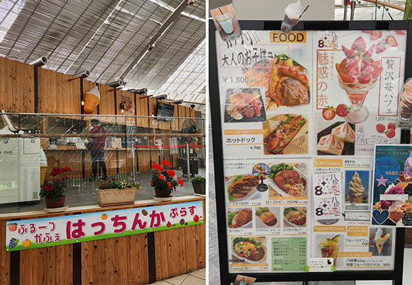 カフェの内観とメニュー